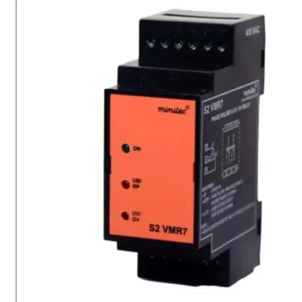 Minilec S2 VMR7 Phase Failure Relay with Fixed Under and Over Voltage 35X90