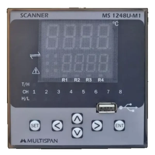 Multispan MS-1248U-M1 Process Scanner And Data Logger 8 channel 96X96
