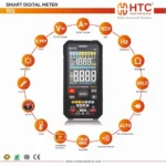 HTC 15S True RMS Smart Digital Multimeter with Color Display, 600V AC/DC, 10A & Temperature Measurement - Image 2