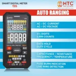 HTC 15S True RMS Smart Digital Multimeter with Color Display, 600V AC/DC, 10A & Temperature Measurement - Image 6