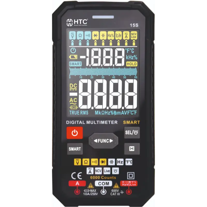 HTC 15S True RMS Smart Digital Multimeter with Color Display, 600V ACDC, 10A & Temperature Measurement HTC 15S True RMS Smart Digital Multimeter with Color Display, 600V AC/DC, 10A & Temperature Measurement - Image 1