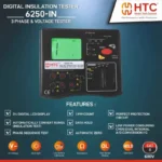 HTC 6250-IN 5000V Digital Insulation Tester up to 200 with Phase Sequence Testing - Image 5
