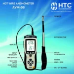 HTC AVM-08 Hot Wire Anemometer Air Velocity & Airflow Meter with Telescopic Probe - Image 6