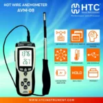HTC AVM-08 Hot Wire Anemometer Air Velocity & Airflow Meter with Telescopic Probe - Image 2