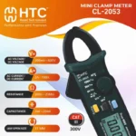 HTC CL-2053 Mini Clamp Meter True RMS 1999 Count, 100A AC/DC with VFC Mode & 17mm Jaw - Image 2