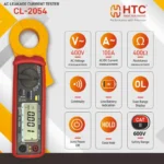 HTC CL-2054 AC Leakage Current Tester Clamp Meter, 3999 Count with Bar Graph Display - Image 2