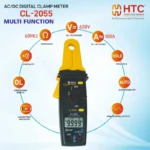 HTC CL-2055 AC/DC Digital Clamp Meter 4 Digit, 9999 Count with Peak Hold & EMC Protection - Image 2