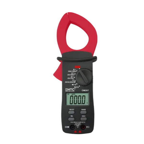 HTC CM-207 1000A AC Digital True RMS Clamp Meter, 1999 Count with 40mm Jaw Opening & NCV