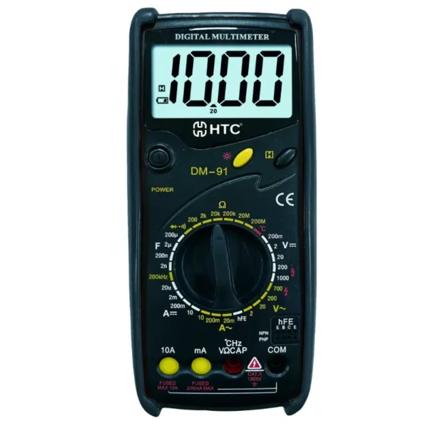 HTC DM-91 Manual Multimeter with Terminal Shutter Interlock Mechanism, 1999 Counts