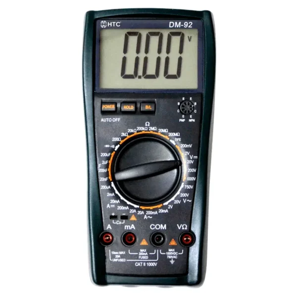 HTC DM-92 Manual Ranging Multimeter, 1999 Counts with Full Range Protection