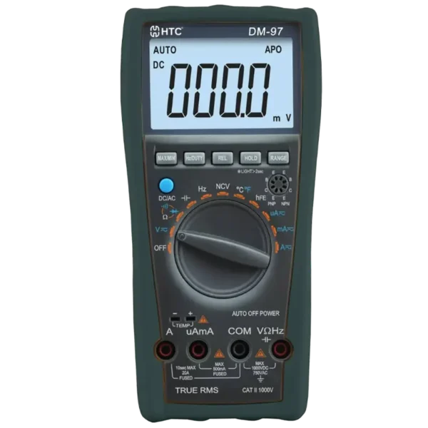 HTC DM-97 True RMS Digital Multimeter, 3999 Counts with REL Mode & NCV Detection