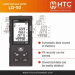 HTC LD-50 50m Laser Distance Meter with Area & Volume Measurement - Image 5