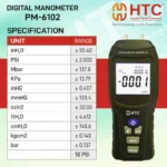 HTC PM-6102 Digital Manometer, ±2.000 PSI, 11 Selectable Units, ±0.3% FS Accuracy - Image 6