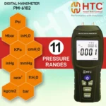 HTC PM-6102 Digital Manometer, ±2.000 PSI, 11 Selectable Units, ±0.3% FS Accuracy - Image 5