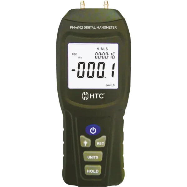 HTC PM-6102 Digital Manometer, ±2.000 PSI, 11 Selectable Units, ±0.3% FS Accuracy