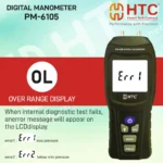 HTC PM-6105 Digital Manometer, ±5.000 PSI, 11 Selectable Units, ±0.3% FS Accuracy - Image 3
