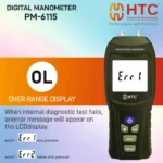 HTC PM-6115 Digital Manometer, ±15.000 PSI, 11 Selectable Units, ±0.3% FS Accuracy - Image 5