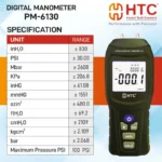 HTC PM-6130 Digital Manometer, ±30.000 PSI, 11 Selectable Units, ±0.3% FS Accuracy - Image 2