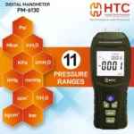 HTC PM-6130 Digital Manometer, ±30.000 PSI, 11 Selectable Units, ±0.3% FS Accuracy - Image 5