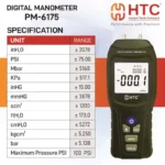 HTC PM-6175 Digital Manometer, ±75.000 PSI, 11 Selectable Units, ±0.3% FS Accuracy - Image 2