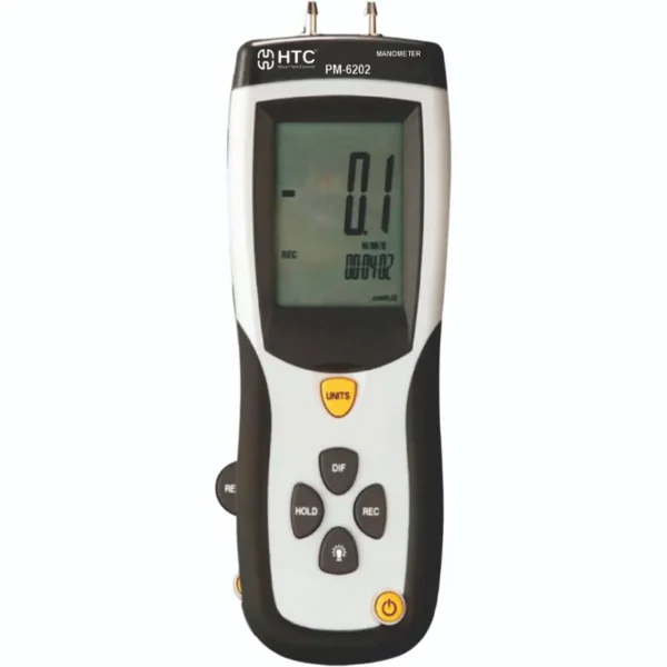 HTC PM-6202 Digital Manometer, ±2.000 PSI, Large Dual Backlit LCD, USB Interface, Data Logging