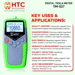 HTC TM-527 Digital Tesla Meter Auto Ranging Gauss Meter with Transverse Hall Probe - Image 2