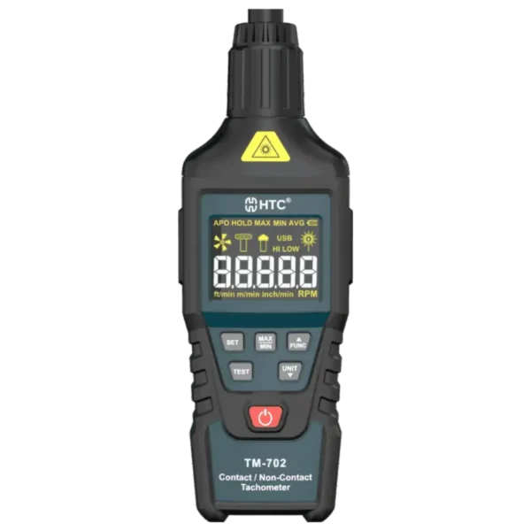 HTC TM-702 Contact & Non-Contact Digital Tachometer 10 to 99999 RPM