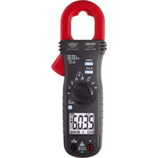Kusam Meco Digital Clampmeter KM 035, 600A AC/DC 6000 Counts True RMS with EF-Detection & AMPTIP Function for Low Current