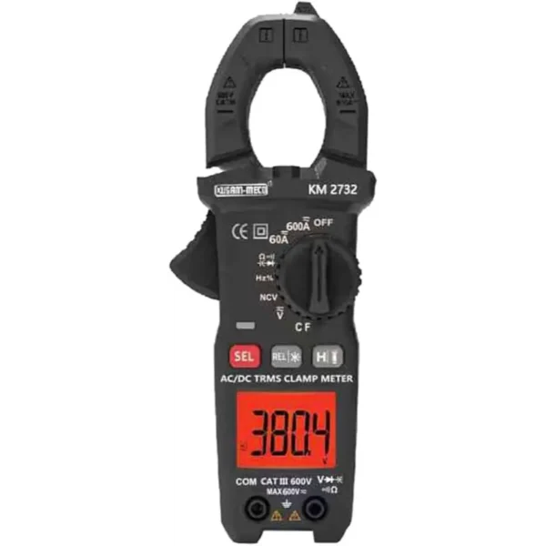 Kusam Meco Digital Clampmeter KM 2732, 600A AC/DC 6000 Counts TRMS Measuring Instrument