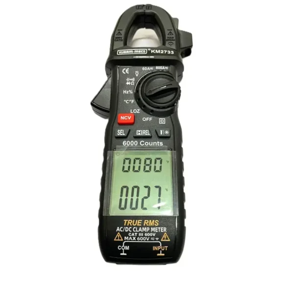 Kusam Meco Digital Clampmeter KM 2733, 600A AC/DC 6000 Counts Dual Display Multi-tester