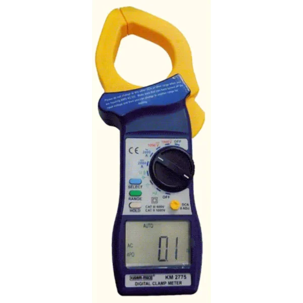 Kusam Meco Digital Clampmeter KM 2775, 2000A AC/DC 4000 Counts Autoranging with 55mm Jaw Size