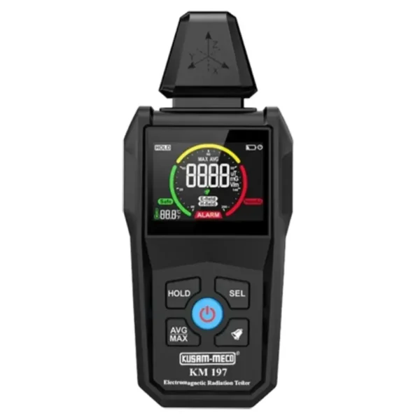 Kusam Meco Digital Electromagnetic Radiation Tester KM 197, 9999 Counts VA Reverse Color Screen Display with 5Hz ~ 3500MHz Frequency Range