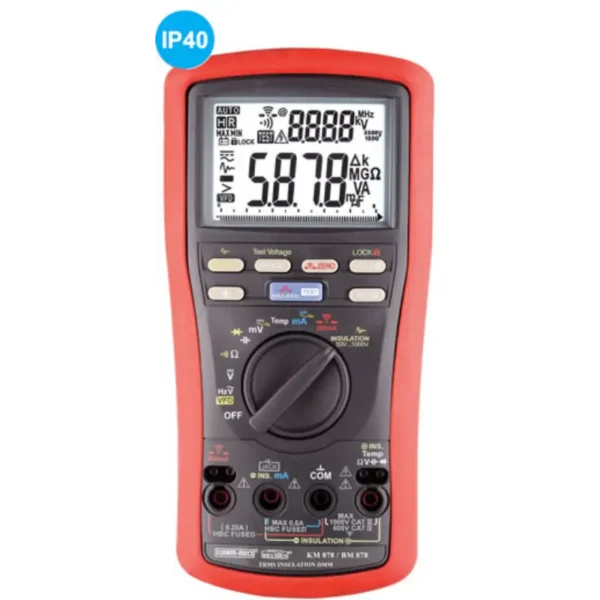 Kusam Meco Digital Insulation Multimeter KM 878, 50V to 1000V Test Voltage 6000 Counts TRMS with VFD, Capacitance & Temperature