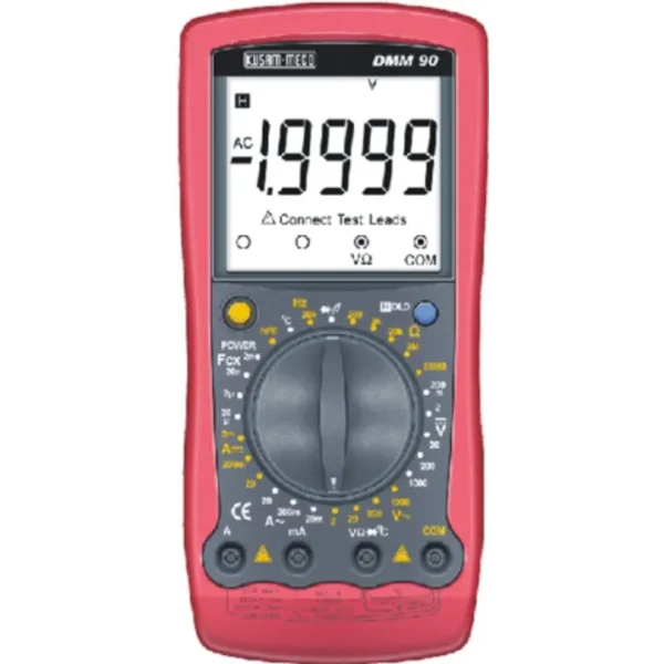 Kusam Meco Digital Multimeter DMM 90, 20000 Counts with Test Leads Connection Display, Capacitance & Temperature