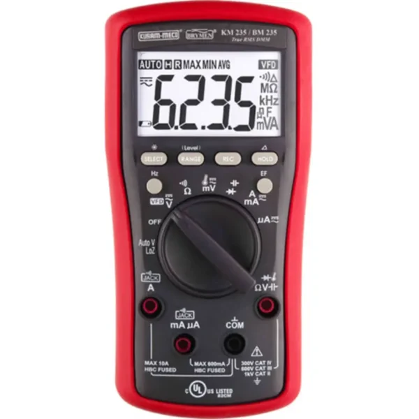 Kusam Meco Digital Multimeter KM 235, 3-5/6 Digits 6000 Counts Backlight Display with VFD Function, IP40