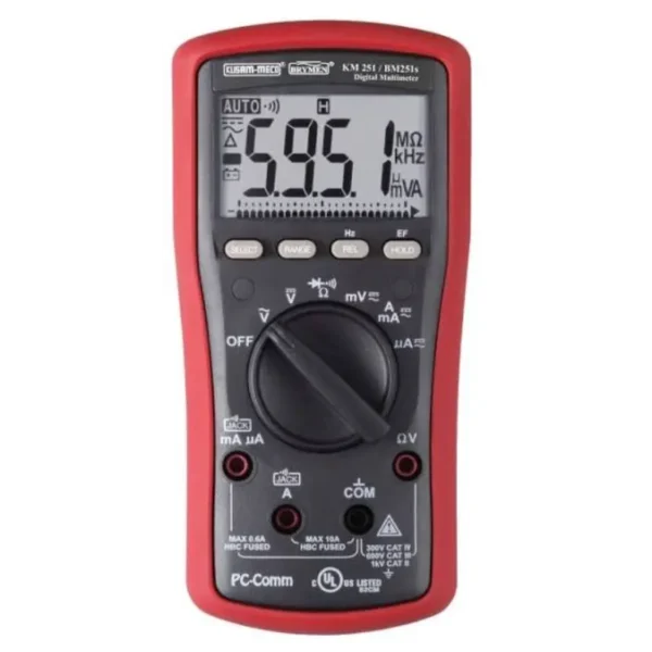 Kusam Meco Digital Multimeter KM 251, 3-5/6 Digits 6000 Counts TRMS with EF-Detection & Analog Bar Graph