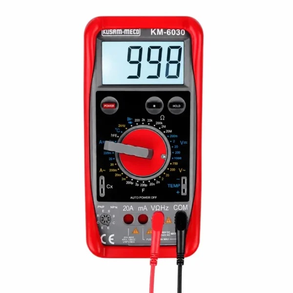 Kusam Meco Digital Multimeter KM 6030, 2000 Counts with Mechanical Terminal Blocking, Frequency & Temperature
