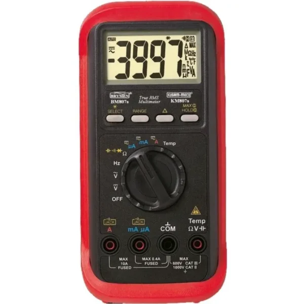 Kusam Meco Digital Multimeter KM 807s, 3-3/4 Digit 4000 Counts Auto Ranging TRMS with Line Level Frequency & Temperature