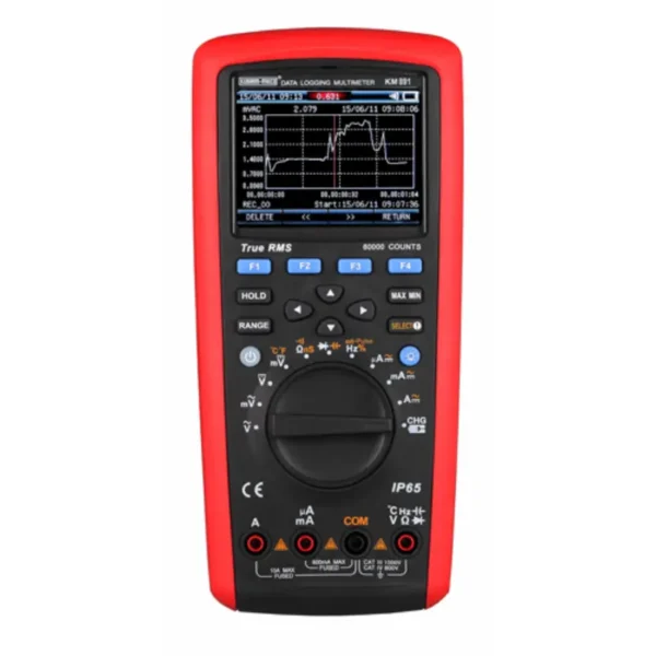 Kusam Meco Digital Multimeter KM 891, 4-5/6 Digit 60,000 Counts TRMS with Graphical Display, Datalogging, PC Interface & IP65