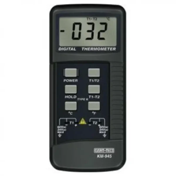 Kusam Meco Digital Thermometer KM-945, Dual Channel Contact Thermometer with -50°C to 260°C Range