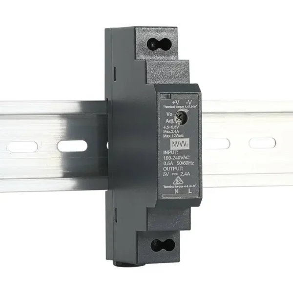 Meanwell HDR-15-5 DIN rail power supply 2.4A, 5V