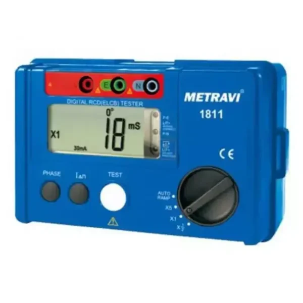 Metravi 1811 Digital ELCB Tester With Auto Ramp, Phase Switch, and Self Powered Design