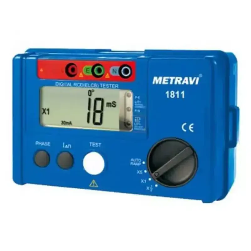 Metravi 1811 Digital ELCB Tester With Auto Ramp, Phase Switch, and Self Powered Design Metravi 1811 Digital ELCB Tester With Auto Ramp, Phase Switch, and Self Powered Design - Image 1