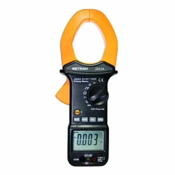 Metravi 2003A 3 Digit AC/DC T-RMS Clamp Meter with 52mm Jaw, 2000A Current, and CAT-IV 1000V Rating