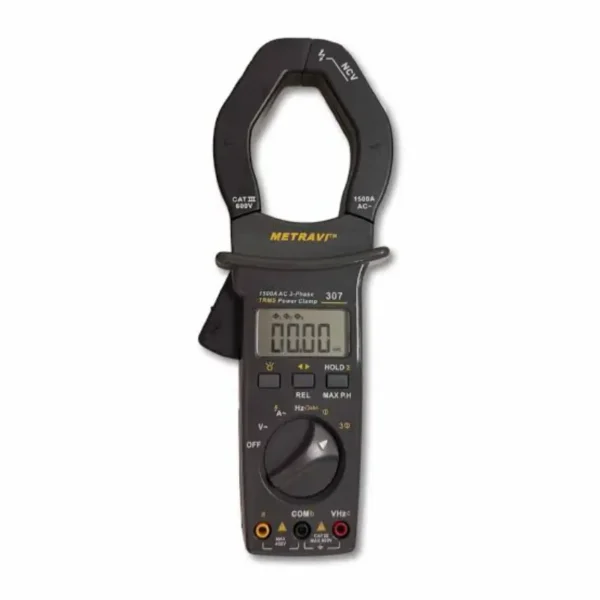 Metravi 307 6000 Count Digital Clamp-on Power Meter with NCV and 1500A AC Current Capacity