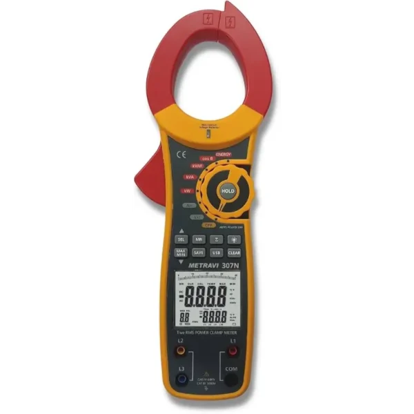 Metravi 307N 4 Digit Digital Clamp-on Power Meter for Single and Three Phase with PC Interface