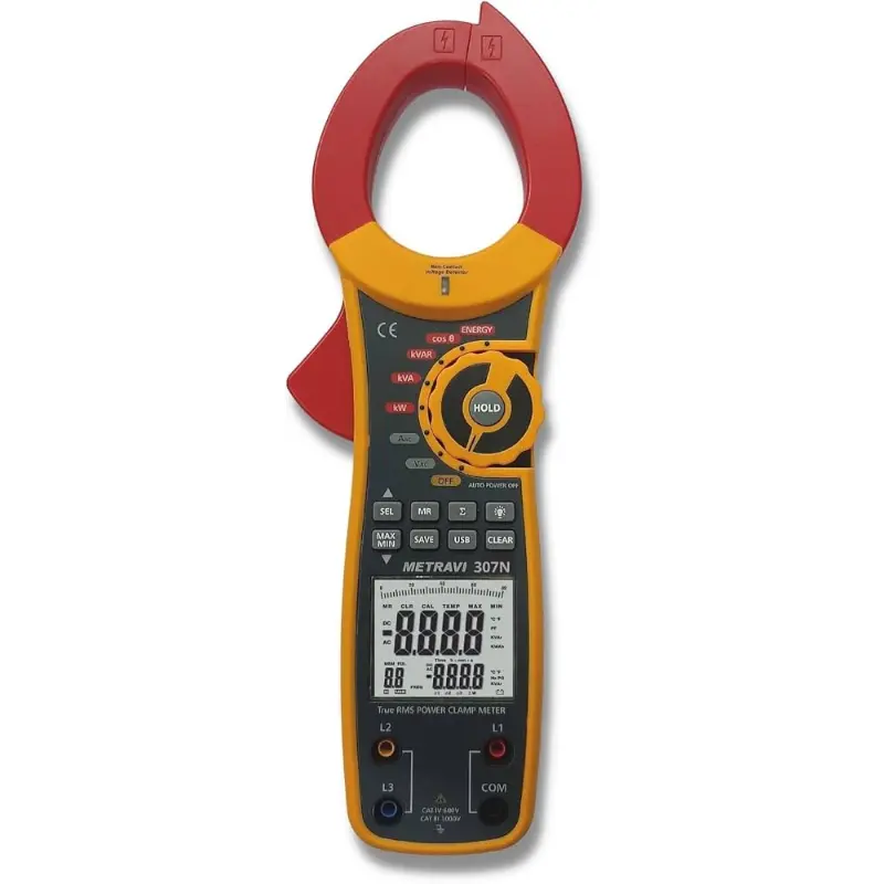 Metravi 307N 4 Digit Digital Clamp-on Power Meter for Single and Three Phase with PC Interface Metravi 307N 4 Digit Digital Clamp-on Power Meter for Single and Three Phase with PC Interface - Image 1