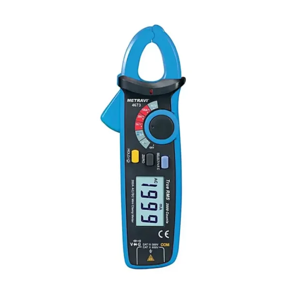 Metravi 4673 3 Digit T-RMS AC/DC Leakage Current Clamp Meter with NCV and VFD Compatibility