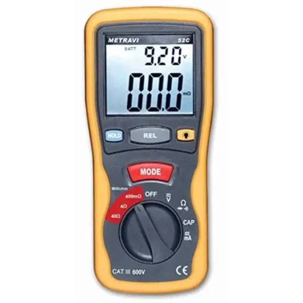 Metravi 52C Digital Milli Ohms Meter Handheld 4-Wire Kelvin Connection