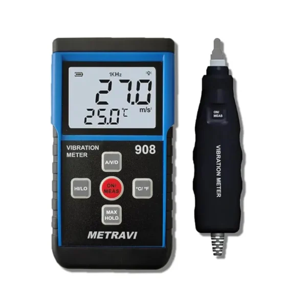 Metravi 908 Portable Digital Vibration and Temperature Meter with Probes